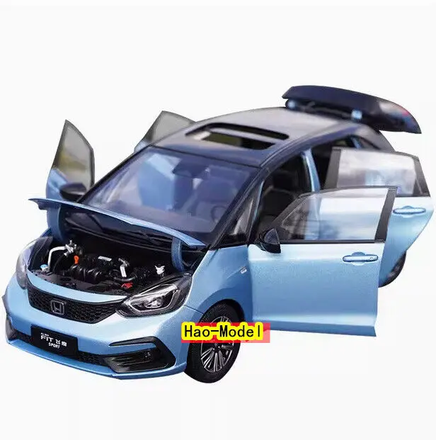 1:18สำหรับ GAC Honda Fit รุ่น2020รถ Diecast โลหะของเล่นเด็กเด็กชาย kado ulang tahun งานอดิเรกของสะสมเครื่องประดับสีฟ้า/ขาว