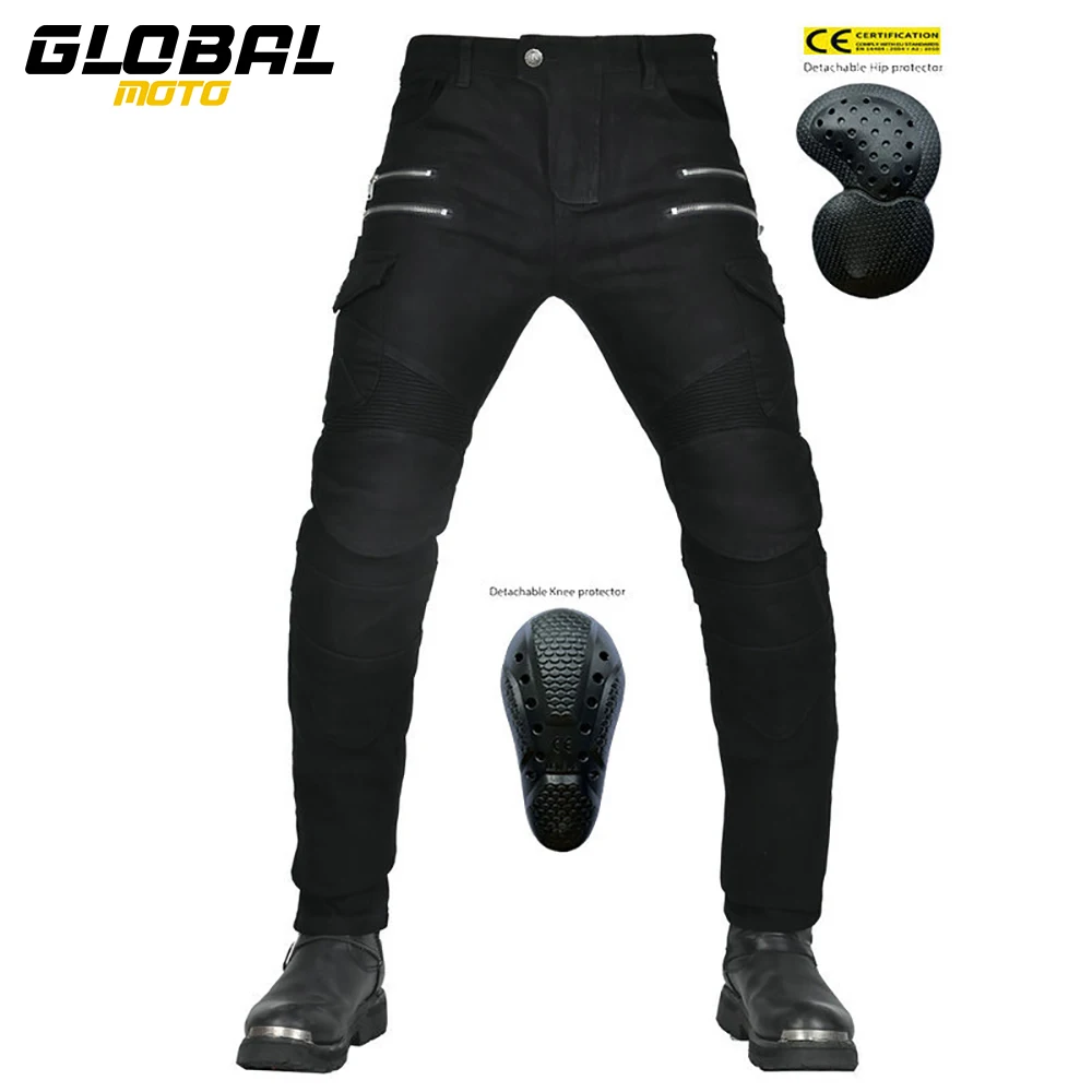 VOLERO Motorcycle Riding Jeans Four Zip Anti Drop Motorcycle Pants Kevlar Tear Resistant Silicone Protector Motocross Equip