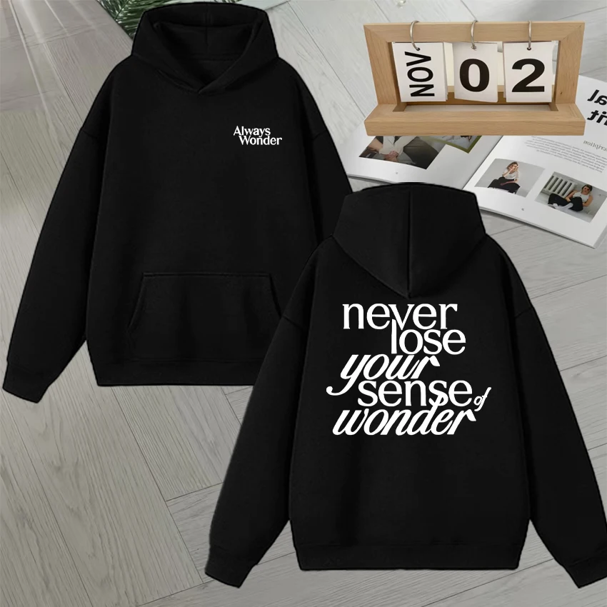 2025 Thai Drama The Secret of Us Autumn Winter Hoodie Always Wonder Letter Print Pullover Trendy Long sleeve Fleece Sweatshirts