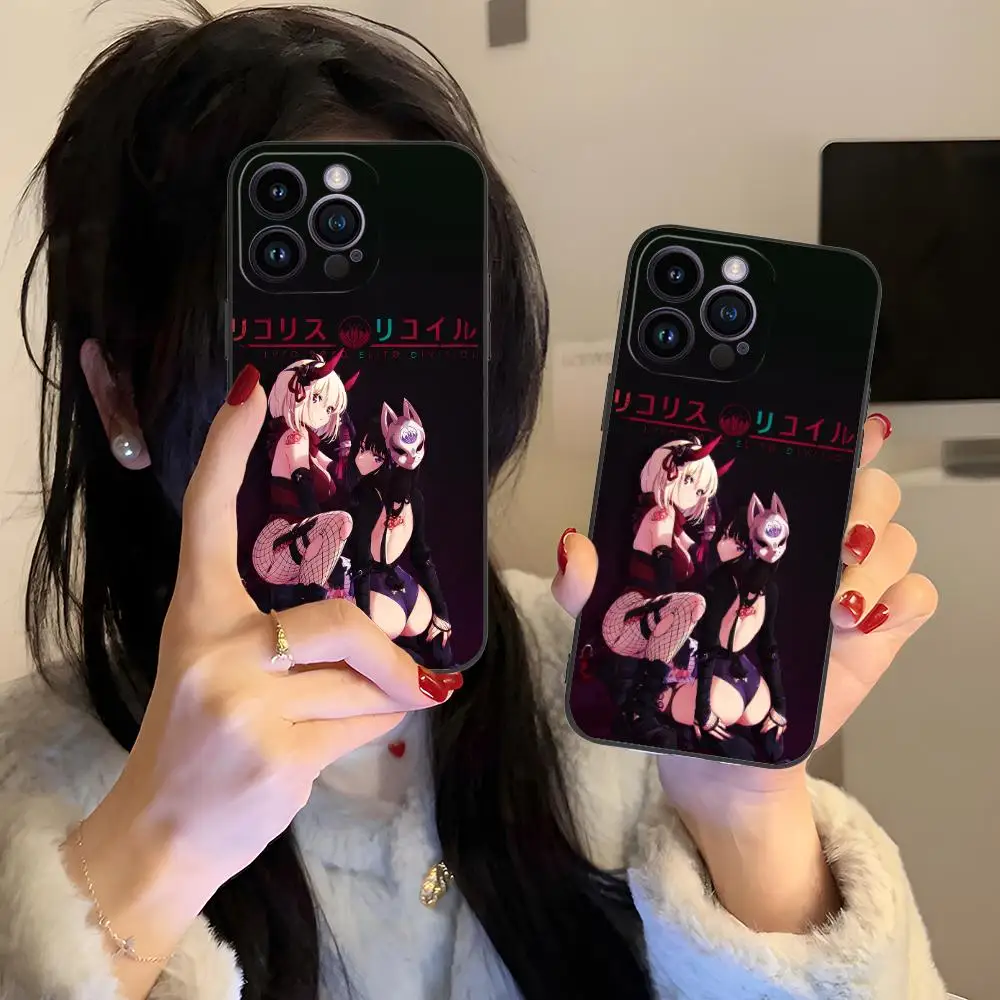 Casing Ponsel Anime Lycoris Recoil untuk iPhone 17 16 15 14 13 12 11 X XR XS 8 7 Pro Max Plus Mini Warna-warni Pelindung Cantik
