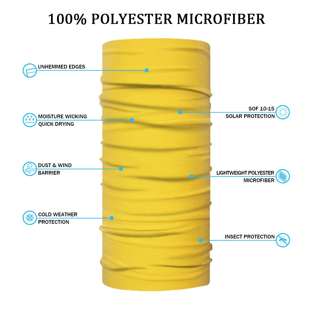 통기성 야외 반다나, 노란색 다기능 사이클링 목 각반, 선블록 페이스 마스크 머리띠, 유니섹스 심리스 매직 스카프