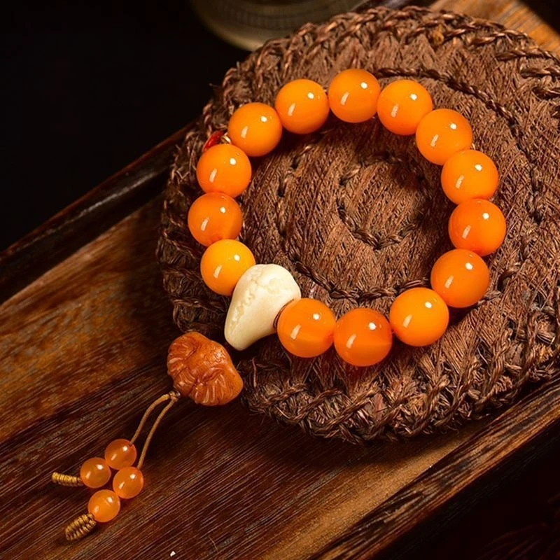 Natural Indonesian Turtle Shell Bracelet Men, Round Beads for Collection and Gift Giving