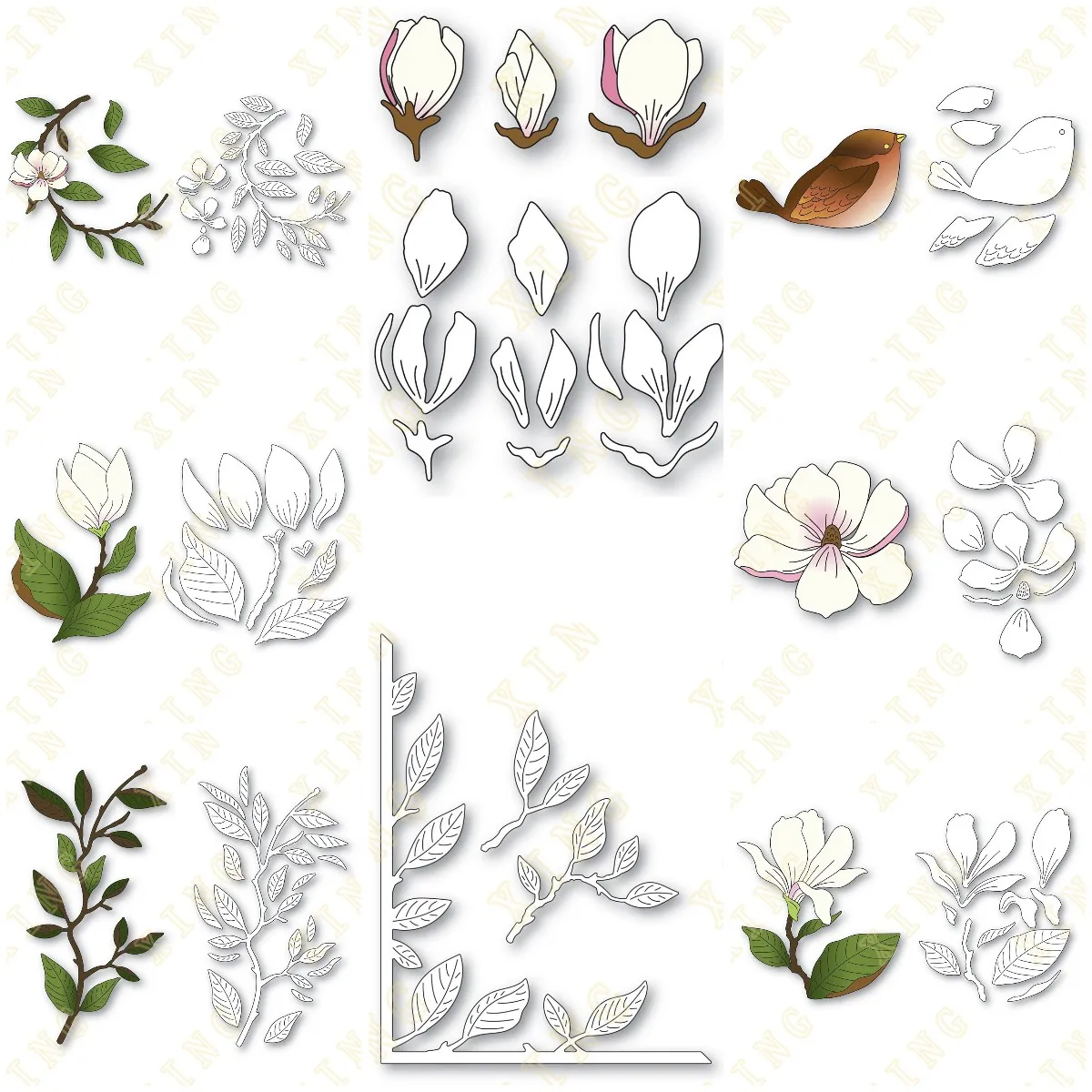 Cut Dies Magnolia Branch Metal Craft Cutting Dies Diy Scrapbook Paper Diary Decoration Card Handmade Embossing 2023 New Product