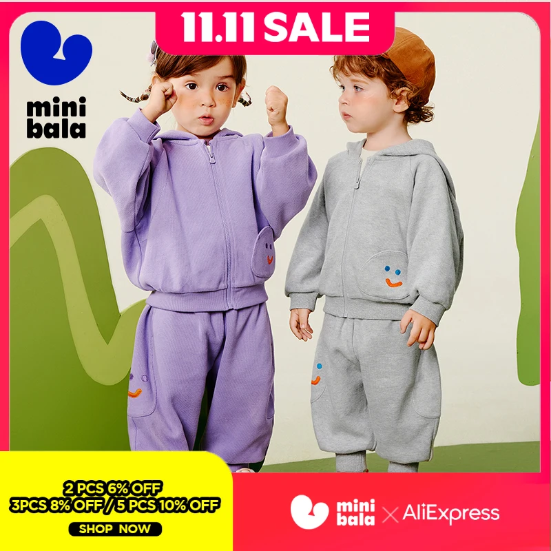 

Детский комплект из 2 предметов Mini Bala, толстовка с капюшоном и свободные брюки, осенняя новинка