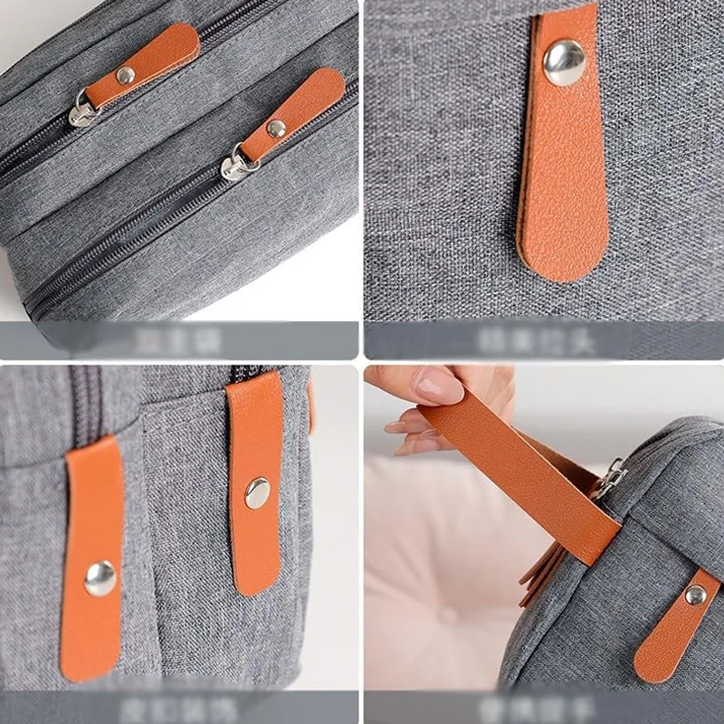 Personalisierte Bestickte Herren-Kulturtasche mit Namen, Doppellagige Oxford-Stoff Toilettentasche mit Großer Kapazität, Reisetasche mit Individuellem Text – Detail 6