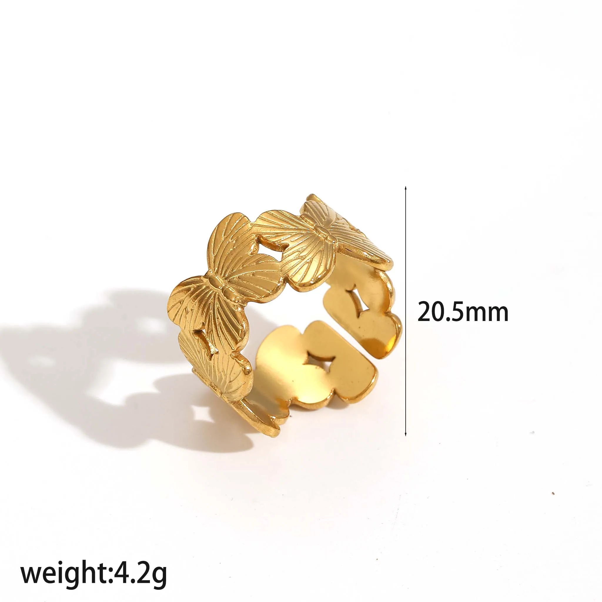 316L Edelstahl-Blumenringe 18K vergoldet Wasserdichter offener Ring Eleganter Schmuck für Damen Geschenk – Detail 10