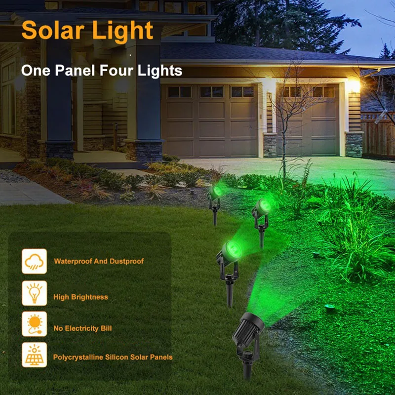 Solar LED Light Outdoor RGB Colorful Solar Spotlight Solar Garden Light Outdoor IP65 Waterproof Solar Power Wall Light