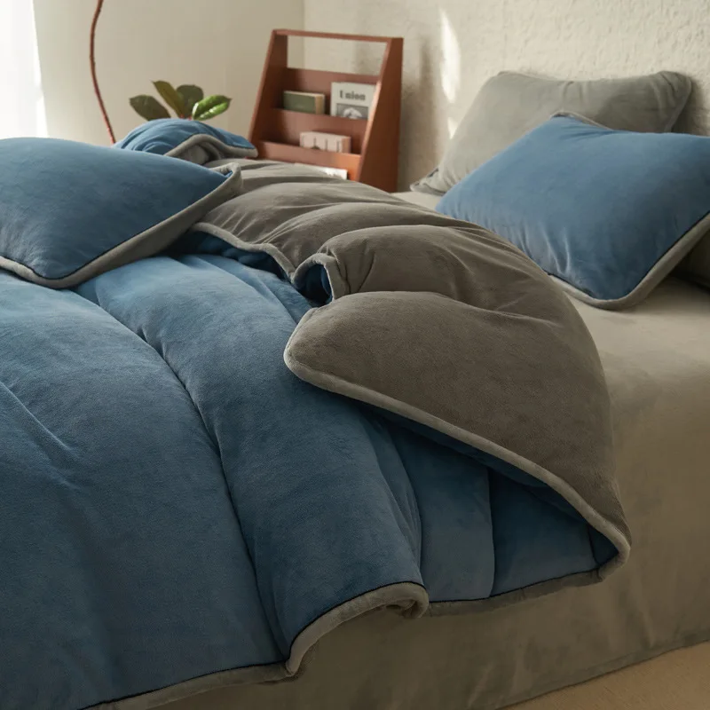 

Цветная окантовка, молочный бархатный пододеяльник, однотонный толстый теплый пододеяльник для общежития, домашнее односпальное постельное белье на осень-зиму