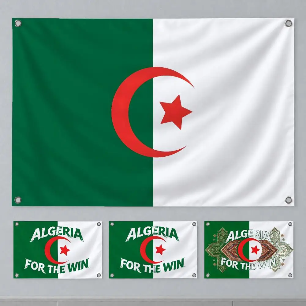 Aesthetic Country Algeria Flags Wall Hanging Banner Indoor Outdoor Party Home Wall Decor Backdrop