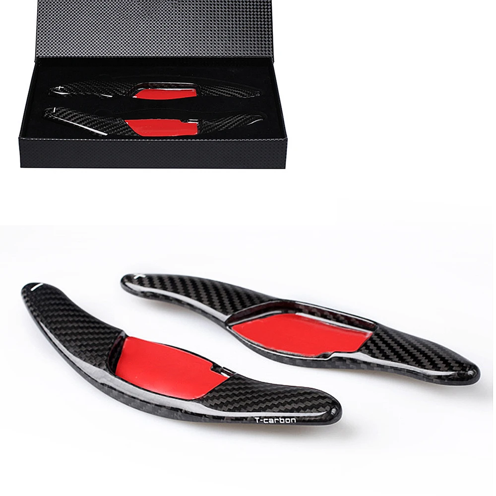 

2pcs Steering Wheel Shift Paddle Extension Pad For Toyota Camry Corolla Carbon Fiber Black/Red Cover Car Interior Accessories