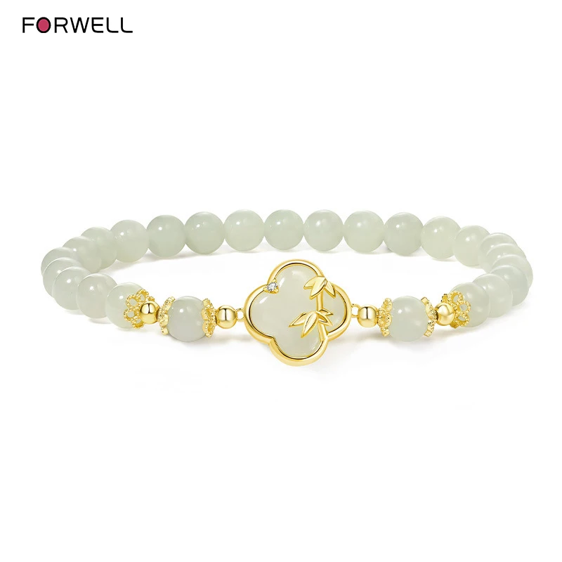

FORWELL New Four-leaf Clover Jade Bracelet for Women Bracelet Elegant Simple High-grade Luxury Quality Jewelry Holiday Gifts