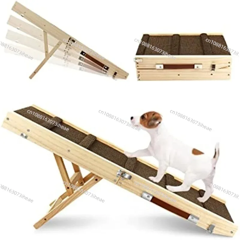 Wooden Household Creative Foldable Dog Enough Ladder Portable Adjustable Height Solid Dog Climbing Frame Bed Inclined Ladder