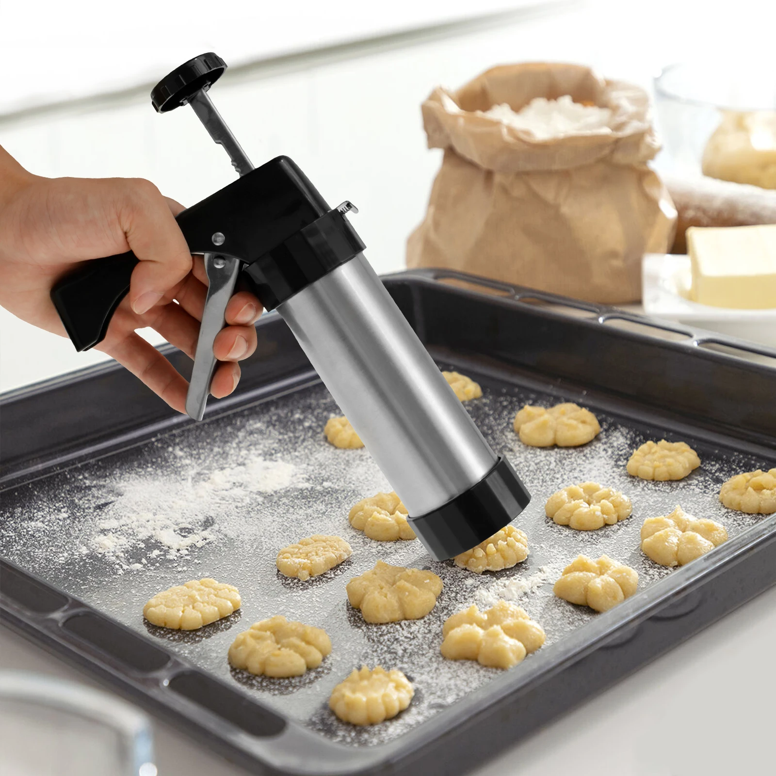 Cookie Press Gun Kit Stainless - Churros Maker Gun recension och pris