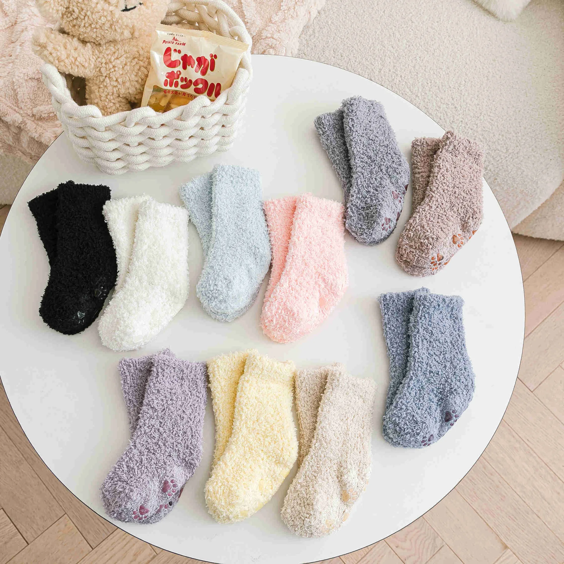 Winter Coral Fleece Children Socks Christmas Thick Warm Anti-slip Newborn Girls Boys Tube Socks Indoor Floor Socks For 0-5 Years