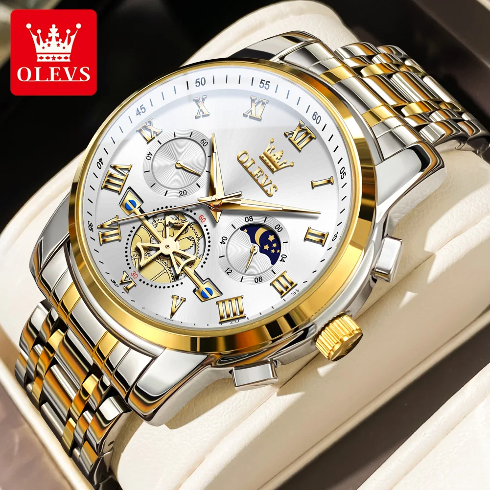 OLEVS Top Brand Men\'s Luxury Watches Classic Roman Scale Dial WristWatch for Man Original Quartz Waterproof Luminous Male Watch