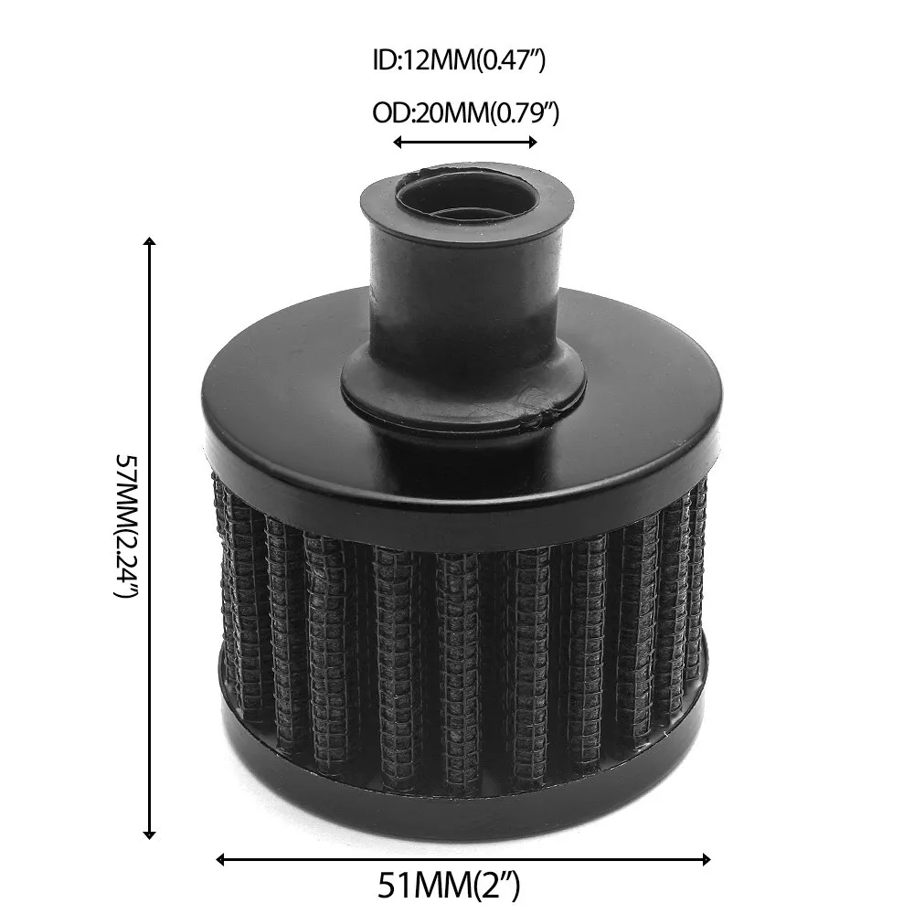 12mm Universal Air Filter for Motorcycle Cold Air Intake mushroom style High Flow Crankcase Vent Cover Mini Breather Filters