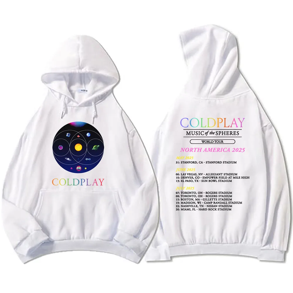 Band Cold-play Music of The Spheres World Tour 2025 Hoodies Sudaderas Con Capucha Long Sleeve Men/Women Sweatshirts Print Hoodie