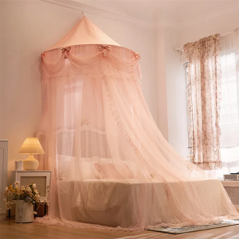 Hanging Dome Mosquito Net Bed Canopy Lace Princess Bed Valance Anti-mosquito Densified Net Gauze Home Textiles Bedcover Curtain