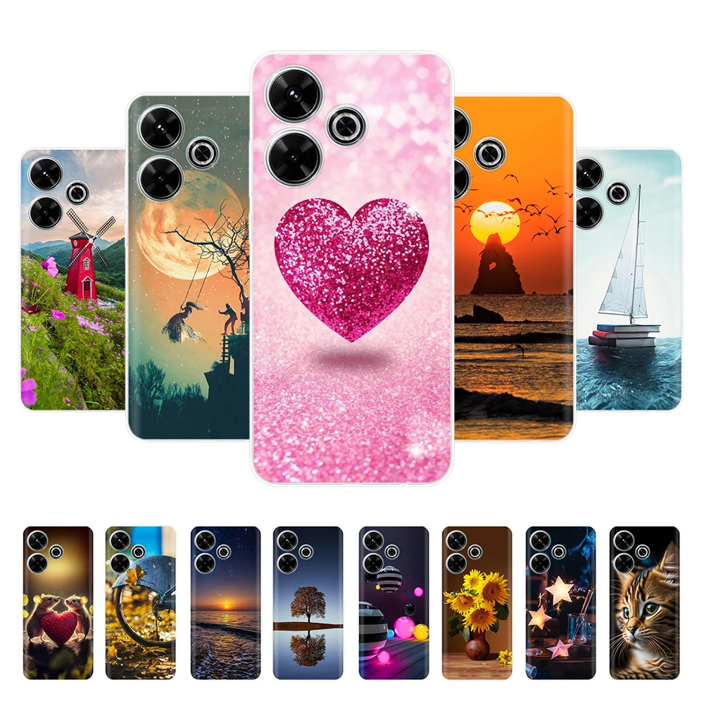 

For Poco M6 4G Case 6.79" Cute Fashion Flower Cover For Redmi 13 Silicon Soft Slim Coque Funda Case For Xiaomi Poco M6 4G Bumper