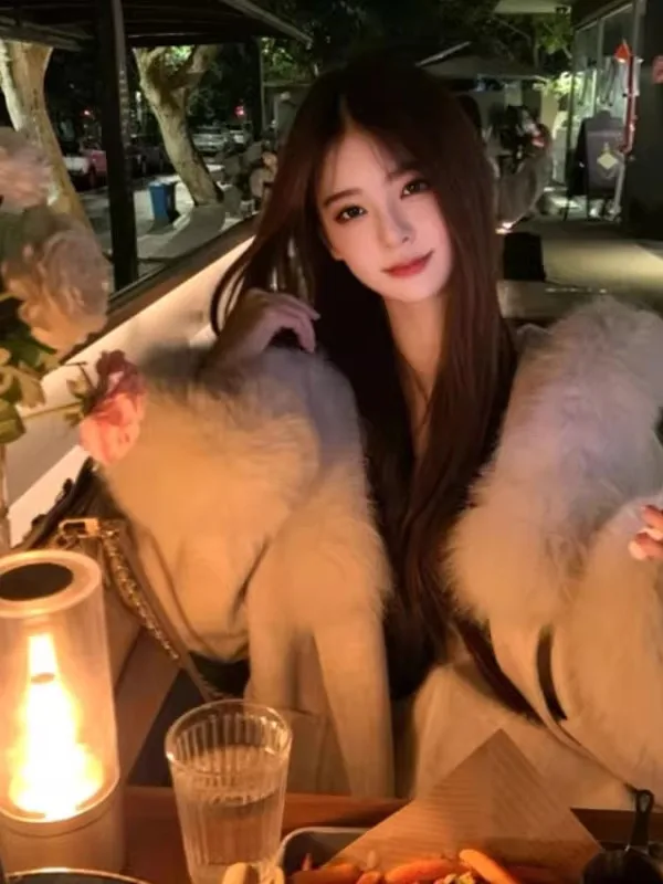 

Korean Sle Soft Fluffy Belted Coat Woolen Outerwear Unique Beautiful Commute Slim Fit Long Sve Water Repellent Pure Color