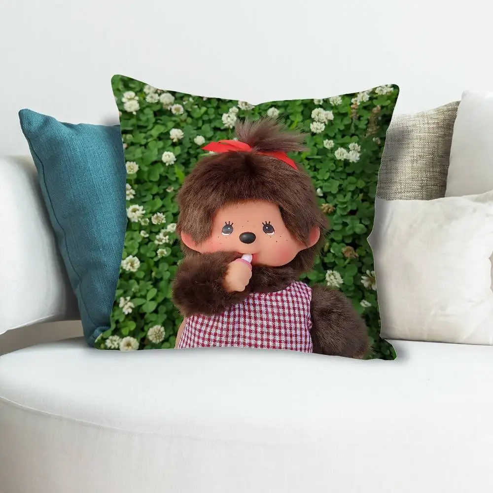 Kawai M-Monchhichis Pillow Case Modern Home Decorative Cozy Plush Pillowcase For Living Room Bedroom Sofa