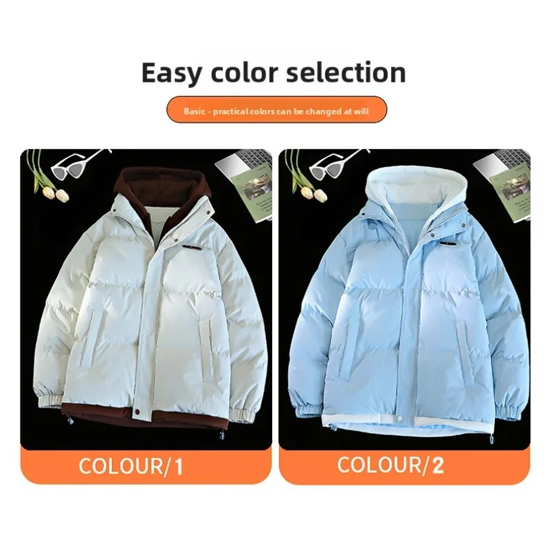 

Осенне-зимняя уличная альпинистская пуховая куртка с хлопковой подкладкой и капюшоном, толстое теплое пальто, модные свободные хлебные пальто в японском стиле