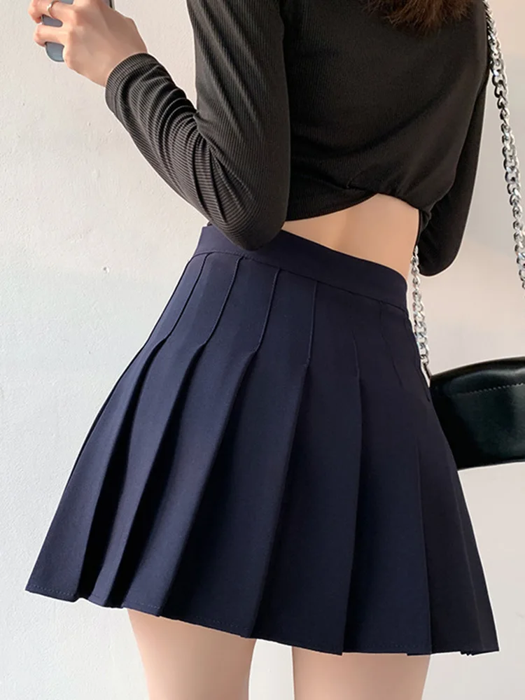 

Women Girls Tennis Casual High Waist Solid White Autumn Spring Summer New Mini Pleated Skirt Short