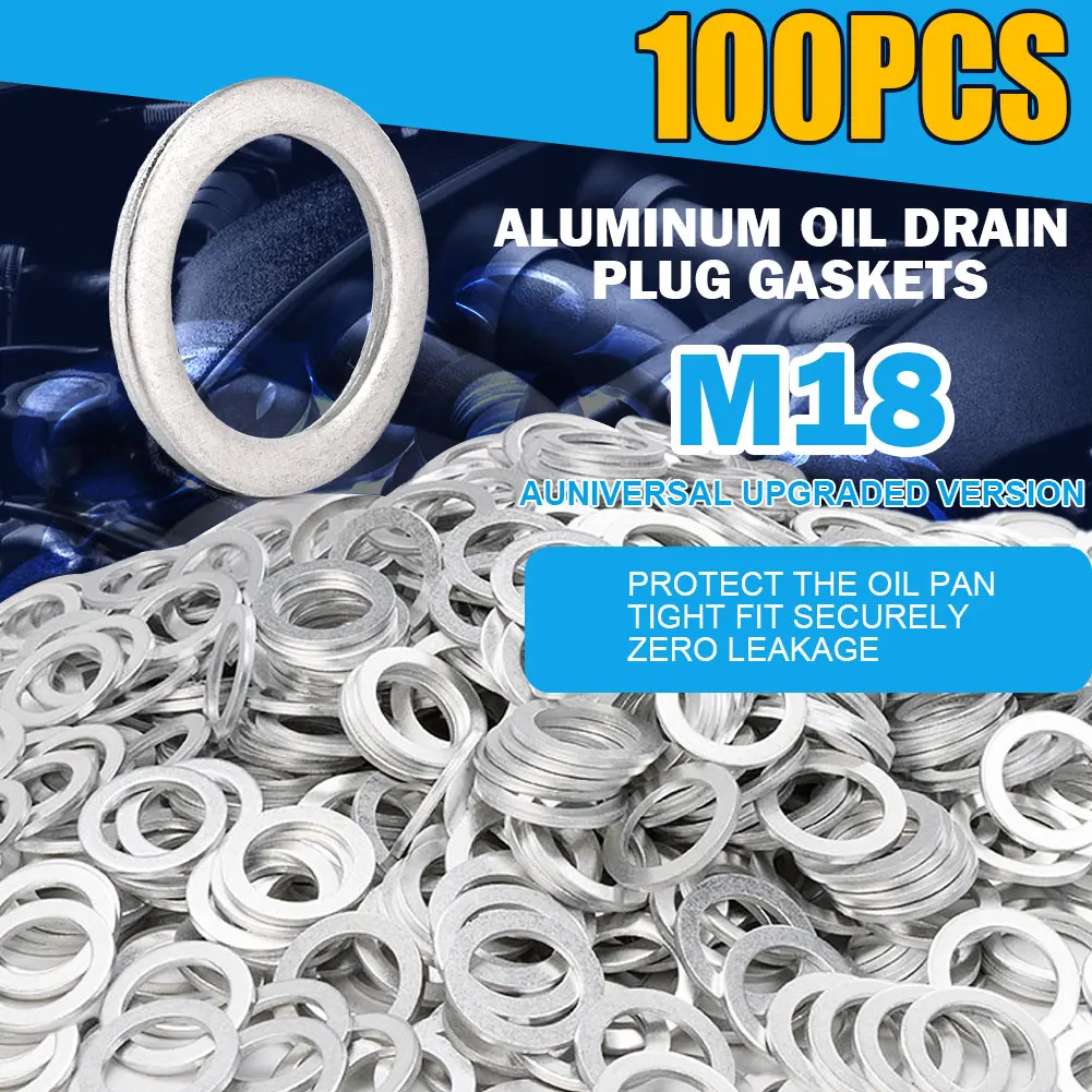 100PCS 18x26x2mm 90471-PX4-000 90471PX4000 Aluminum Transmission Oil Drain Plug Crush Washers For Honda For Acura Replacement