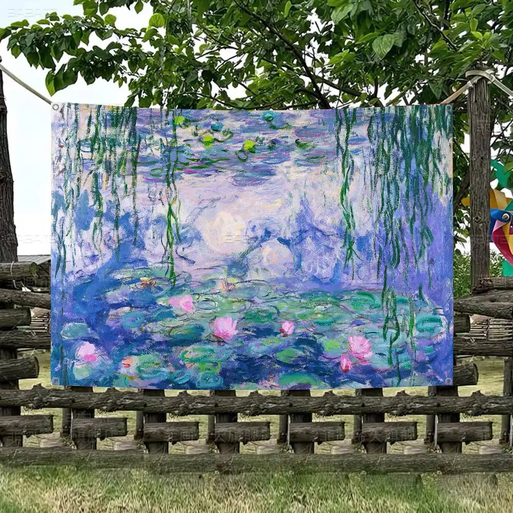 Matisse Monet Van Gogh Small Size Cheerleading Banner Hand Pulled Flag Outdoor Atmosphere Flags