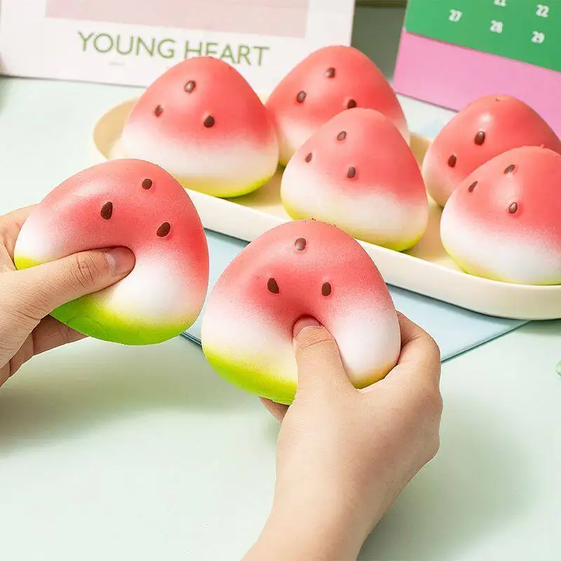 1-10 Stück Squishy Wassermelonen-Fidget-Spielzeug, Anti-Stress, langsam aufsteigend, Frucht-Quetschspielzeug, lustiger Stressabbau, Druckreduzierer, Requisite