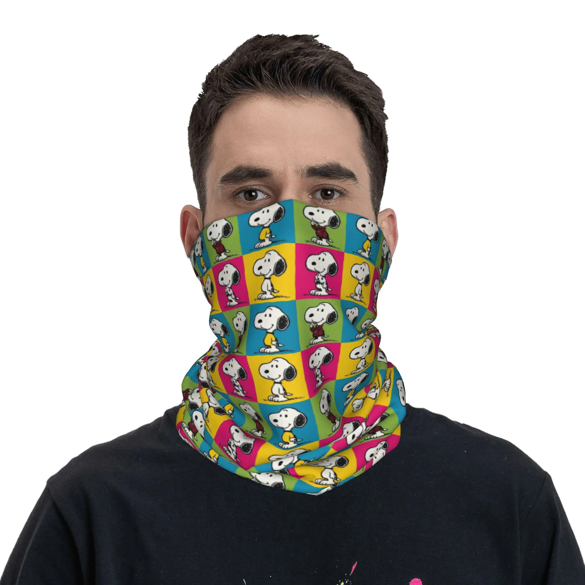 

Checkered Plaid S-Snoopy'S Anime Dog Bandana Neck Warmer Women Men Winter Ski Hiking Scarf Gaiter Face Cover