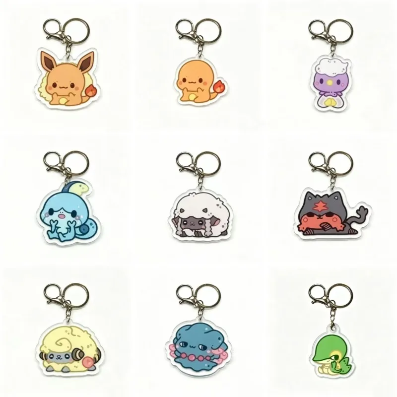 Llavero Colgante de Acrílico Original Hecho a Mano con Diseño de Snivy, Incineroar, Drifloon, Poipole, CHarmander y Wooloo, Bonito Regalo de Anime de Dibujos Animados