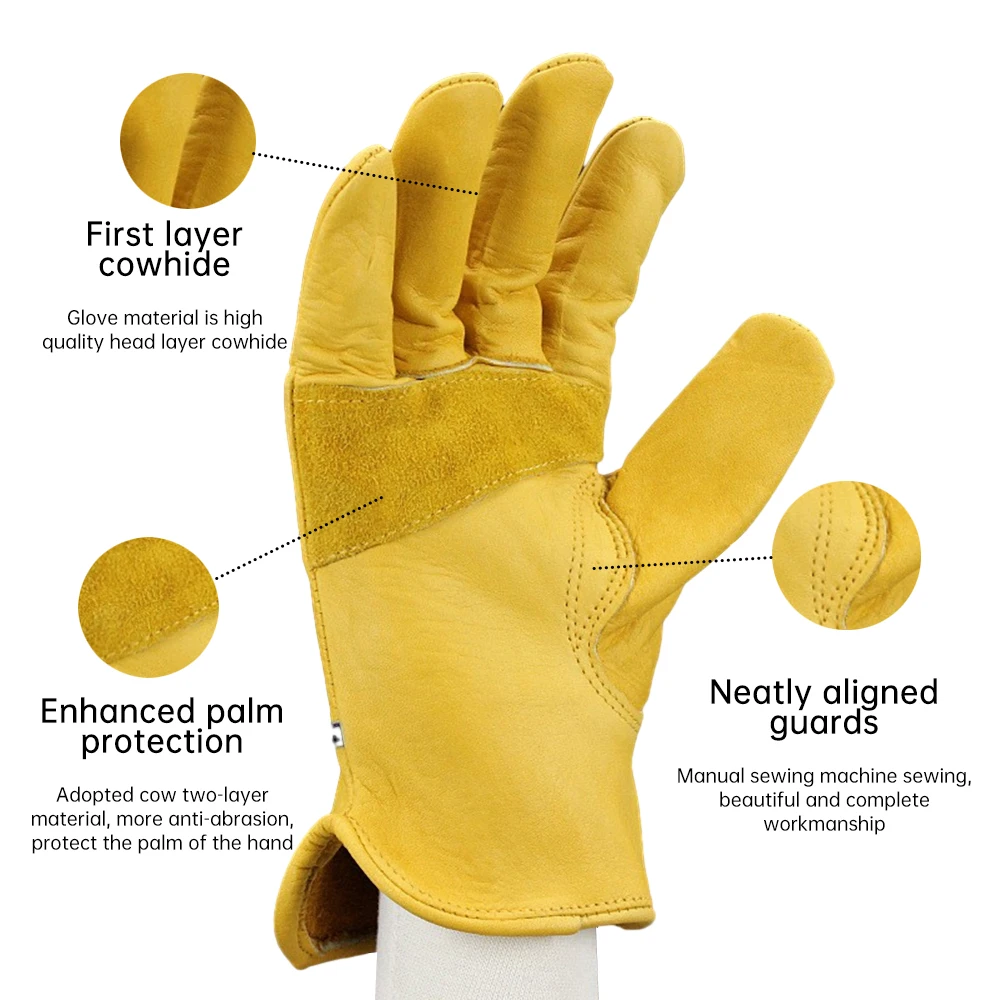 1 Pair Yellow Cowhide Gloves Soft Sensitive Gloves Finger Guards for Welding TIG Glove Wear Protective Gloves Household Repair