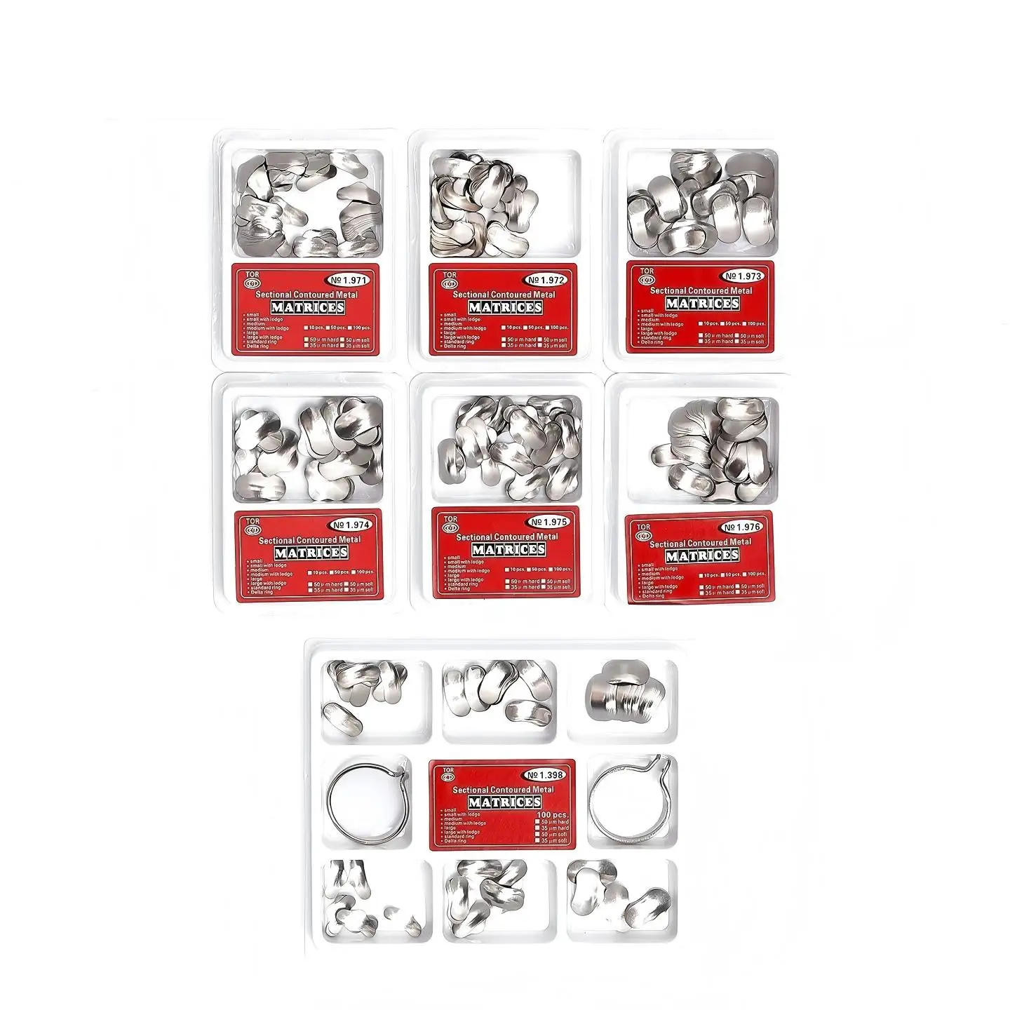 36pcs Dental Matrix System Sectional Contoured Metal Bands with Clamping Separating Rings, Autoclavable Dentistry view 2