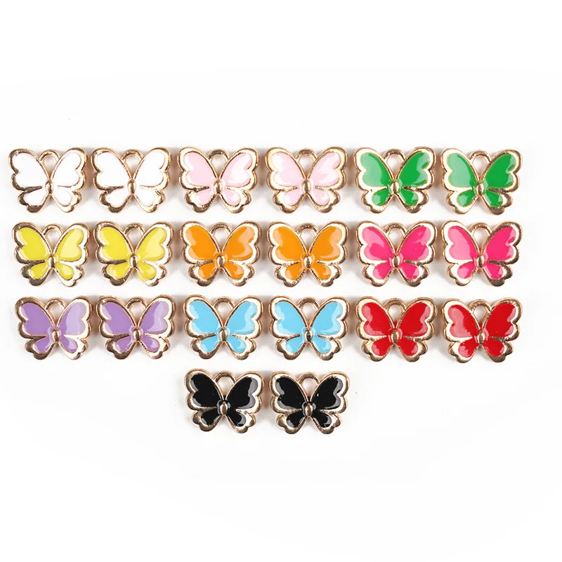 

10pcs stereoscopic color butterfly handmade diy alloy drip oil jewelr necklace earrings keychain pendant pendant wholesale