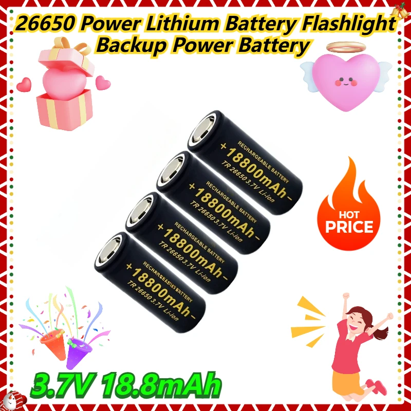 

26650 Power Lithium Battery Flashlight Backup Power Battery 3.7V 18.8mAh