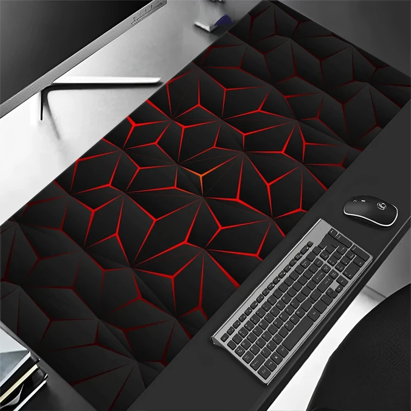 Large Gaming Mouse Pad Red and Blue Gradient Design Non-Slip Rubber Stitched Edge Gaming Desk Mat for Keyboard Gamers and Office Work