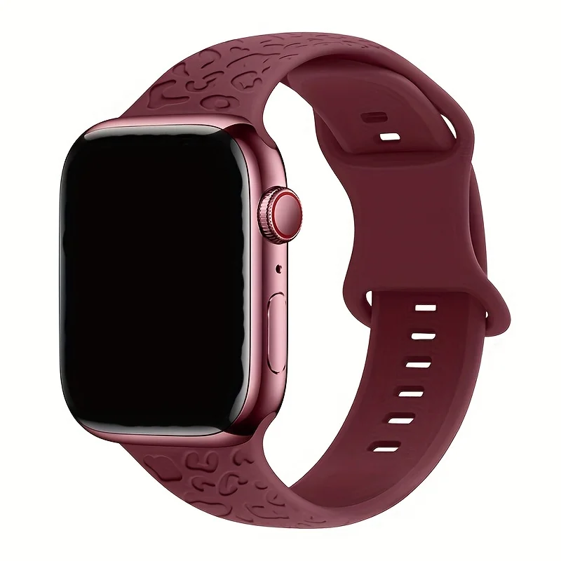 10pcs/Set Leopard Engraved Waterproof Sport Apple Watch Bands Compatible with 38mm-49mm Sizes Cheetah Design