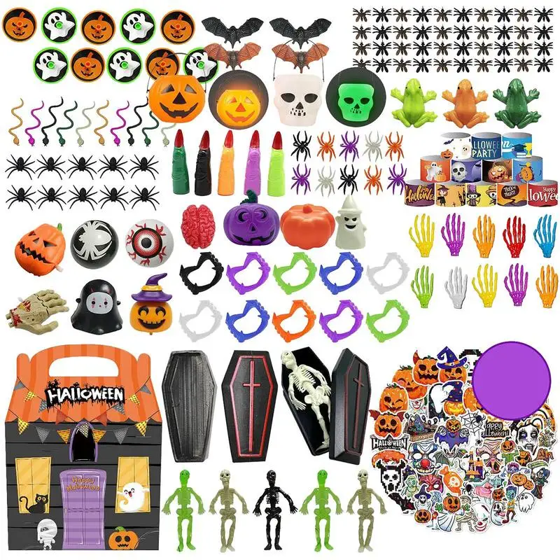 Halloween Fidget Toys Pack 200PCS Halloween Fidget Sensory Pop Toys Packs For Kids Halloween Party Favors Halloween Treat Bags