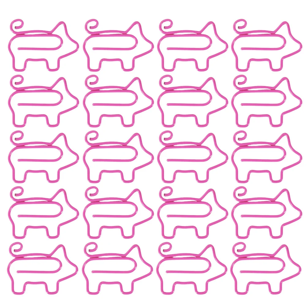 40Pcs Cartoon Pig Design Paper Clips Metal Organizer for Office School Document Holder Colorful Metal Paper Clips