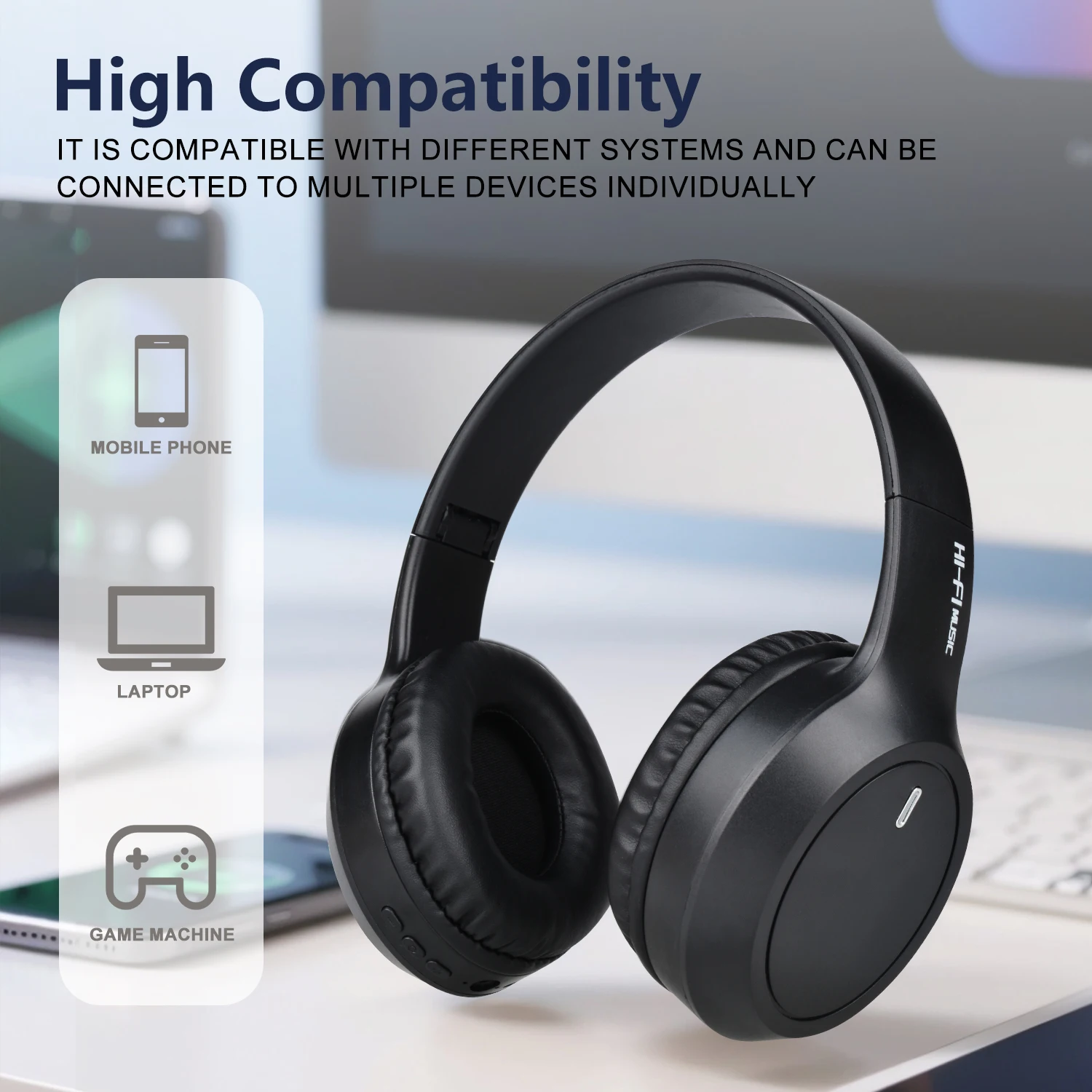 ชุดหูฟังไร้สาย Shoumi สีไล่ระดับสีหูฟังบลูทูธสเตอริโอหูฟังกีฬาพร้อมไมโครโฟนไฮไฟเบสป้องกันเสียงรบกวนเกมหมวกกันน็อคหญิง