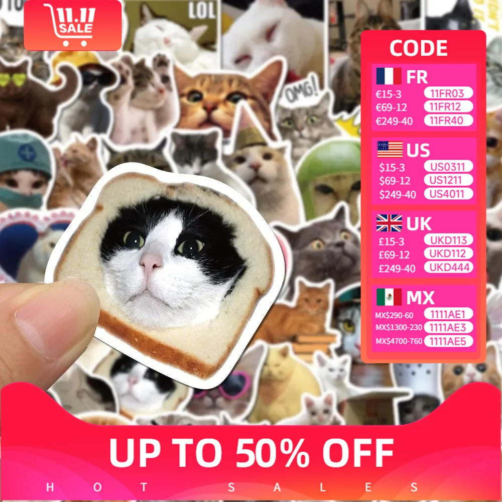 

10/30/50PCS Kawaii Love Cat PVC Stickers – Korean Aesthetic Decals for Kids' Scrapbooking & School Supplies