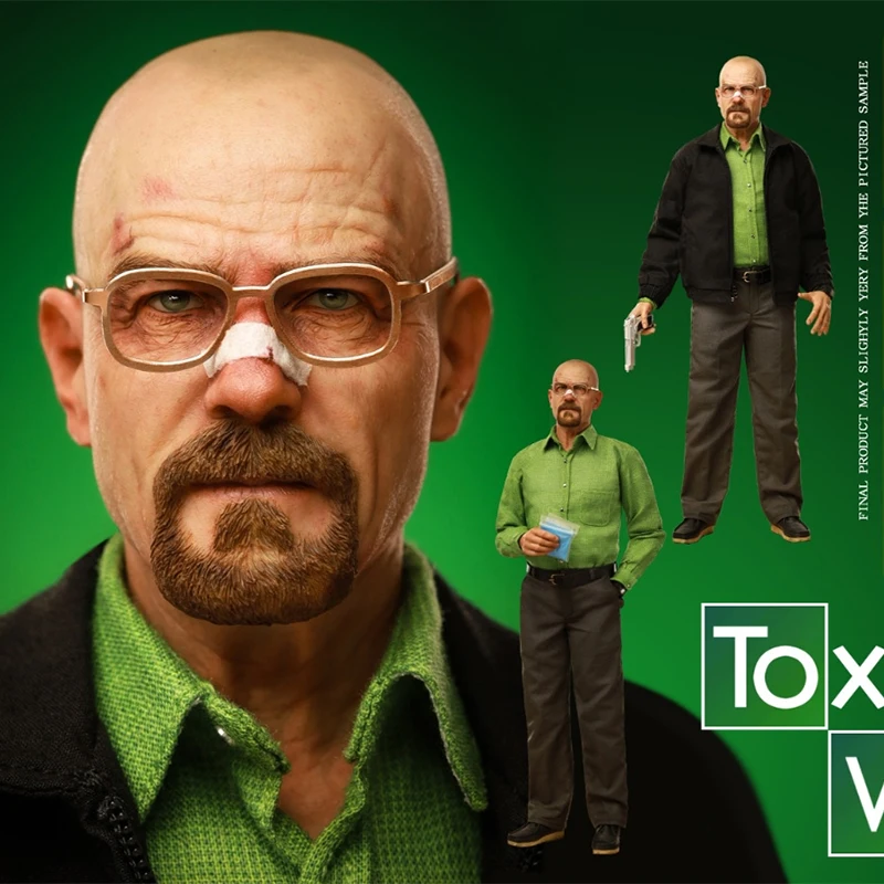 

BK-006 1/6 Коллекционная токсичная белая фигурка «Во все тяжкие», учитель химикатов, великий злодей, нежная, 12 дюймов, черная, 8 игрушек, модель