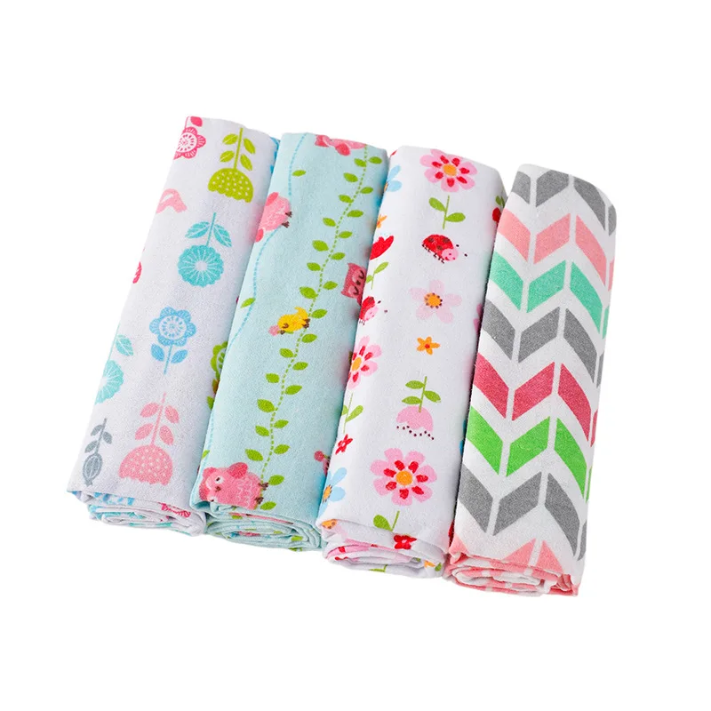 4pcs/pack 100% Cotton Flannel Diapers Supersoft Receiving Baby Blanket Newborn Wrap 76x76cm Baby Bedsheet Print Blanket Swaddle