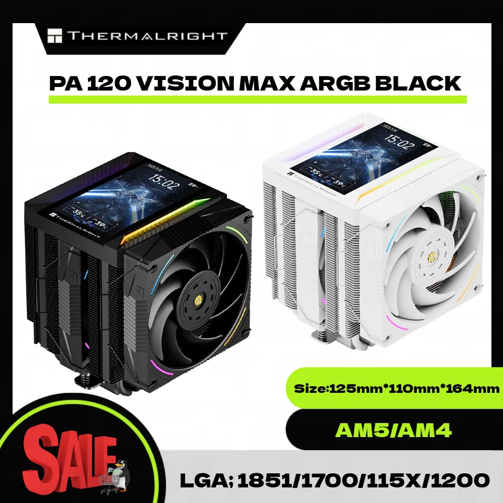 

Thermalright Peerless Assassin 120 Vision MAX ARGB CPU Air Cooler, DIY Theme/5-Inch Display/6 Heat Pipes for LGA1851/1700/AM4