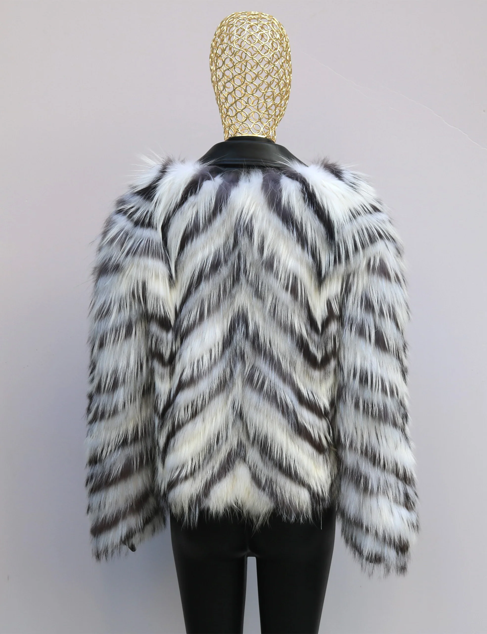 Furshehe-Chaqueta mullida de invierno para mujer, abrigo grueso y cálido de piel de zorro Real con cuello vuelto de piel de oveja auténtica