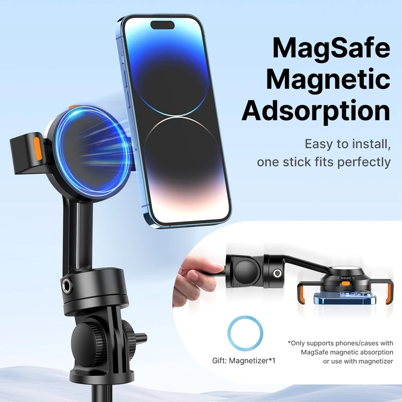 Ulanzi MA31 MagSafe Phone Clip Stretchy Tripod Mount 360° Rotation Phone Holder for iPhone 15 14 13 12 Series Photography Vlog