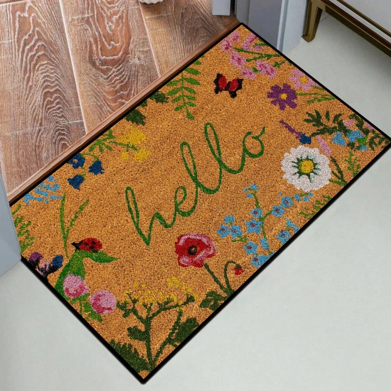 1pc Floral & Letter Graphic Door Mat Doormat Carpets Rug Carpet Bath Kitchen Garden Anti-Slip Small Home Kitchen Welcome Mats