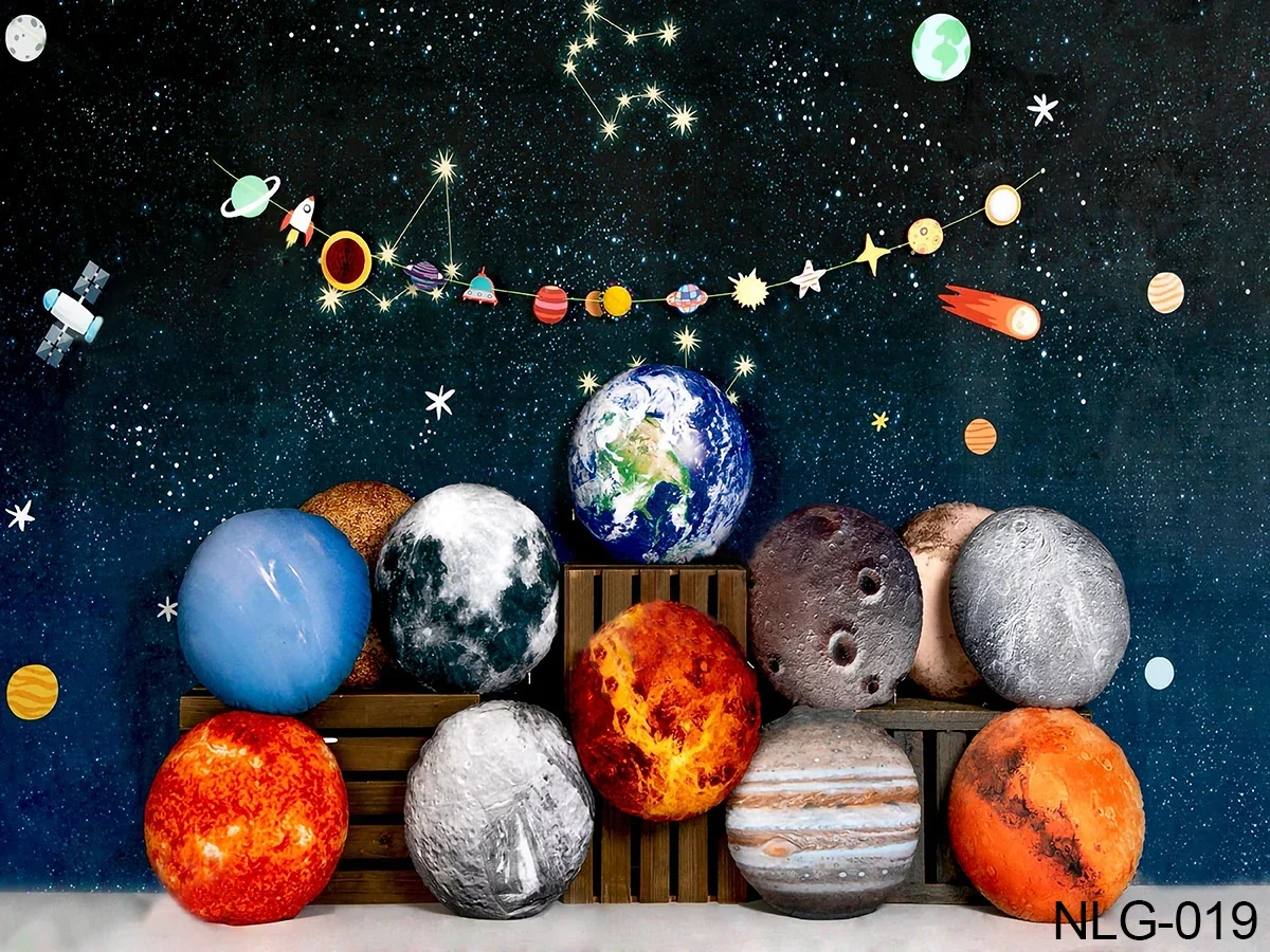 Baby-Geburtstag, Photozone, Universum, Weltraumplaneten, glitzert Erde, kleiner Astronaut, Neugeborenen-Hintergründe, Fotografie-Hintergründe