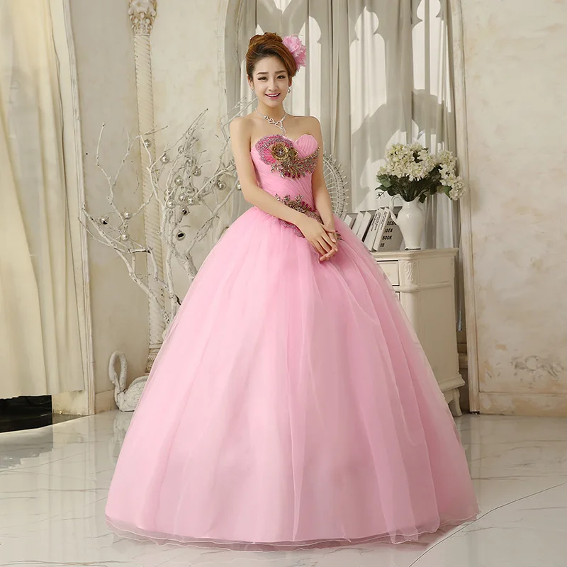 New Quinceanera Dresses Strapless Tulle Flowers Ball Gown Beading Sleeveless Candy Color Vestido De Debutante Customized